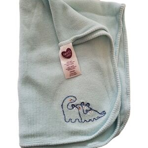 Parents Choice Blue Waffle Weave Dinosaur Baby Blanket 28"x24.5"